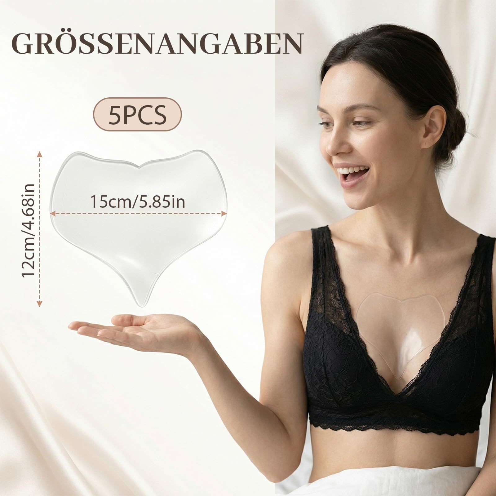 5 Stück Dekoltee Pads Antifalten, Dekollete Anti Falten Pad Falten Effektiv Reduzieren