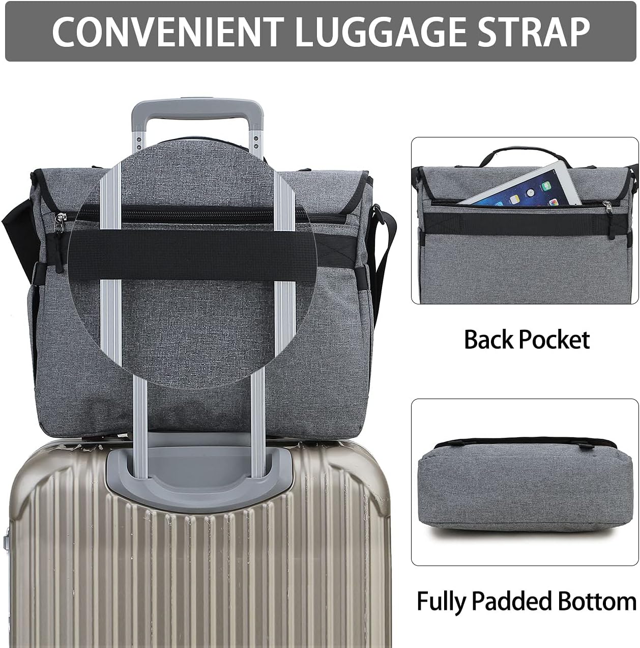 RAVUO Messenger Bag for Men, Water Resistant Lightweight Satchel 15.6 17 Inch Laptop Bags Shoulder Bookbag - Image 6