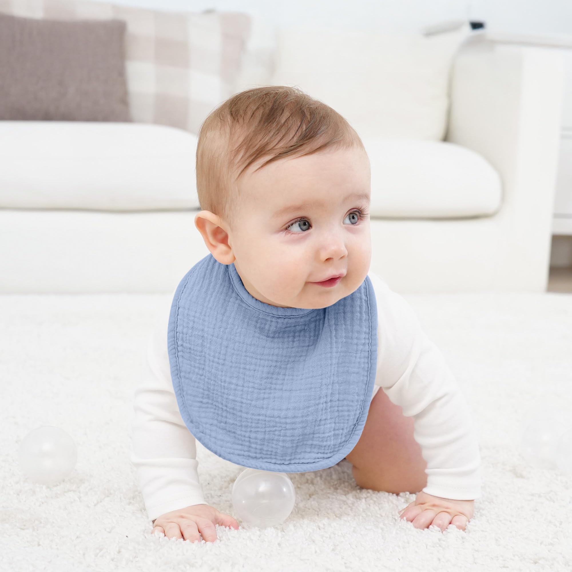 Susurration Bavoirs Bébé Mousseline Foulard, Doux Réglable Carré Bébé Bavoir 6 pack pour Unisexe Fille&Garçon
