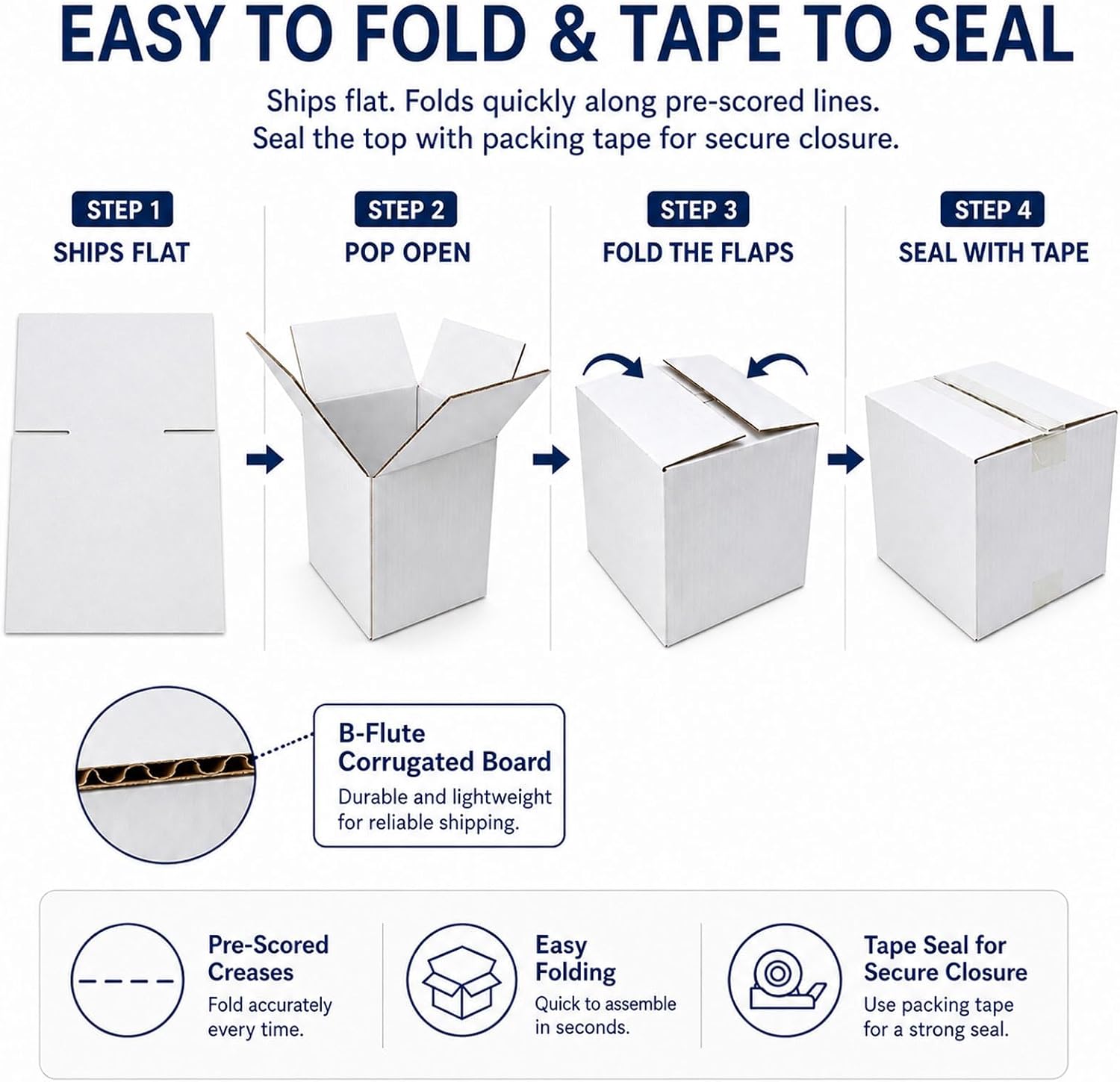 12x9x6 White Shipping Boxes, 25 Pack
