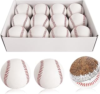 12 Pack Standard Size Adult Baseballs Unmarked & Leather Covered Training Ball Practice Baseball for Kids