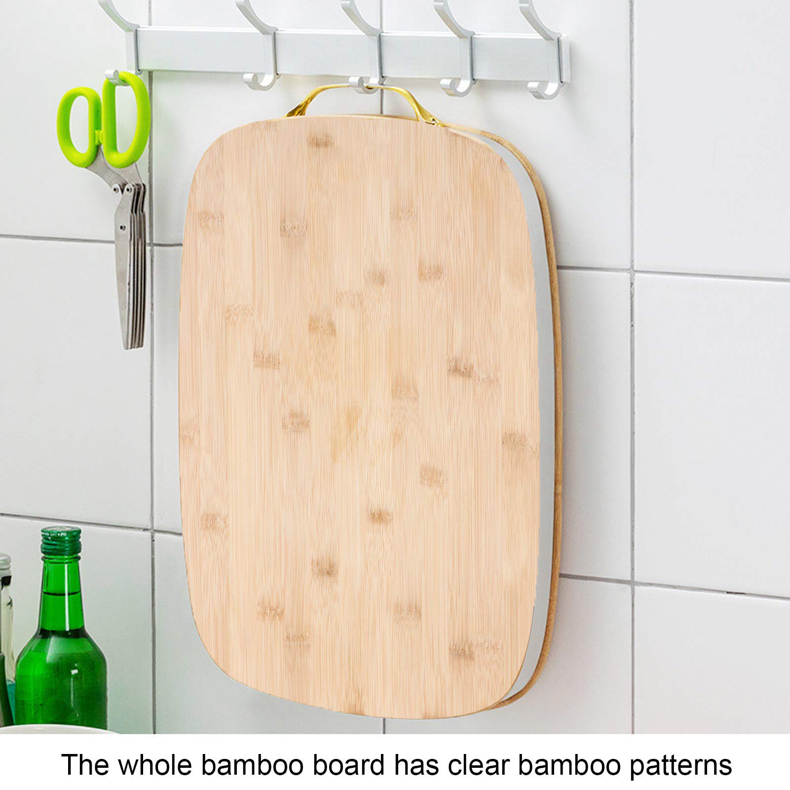 Cocoarm Tagliere in bambù Tagliere 40 X 30 X 3,4 Cm con Manico in Metallo Rettangolare Spesso per Impasti in Preparazione di Carne Pane Verdure Cuochi Domestici