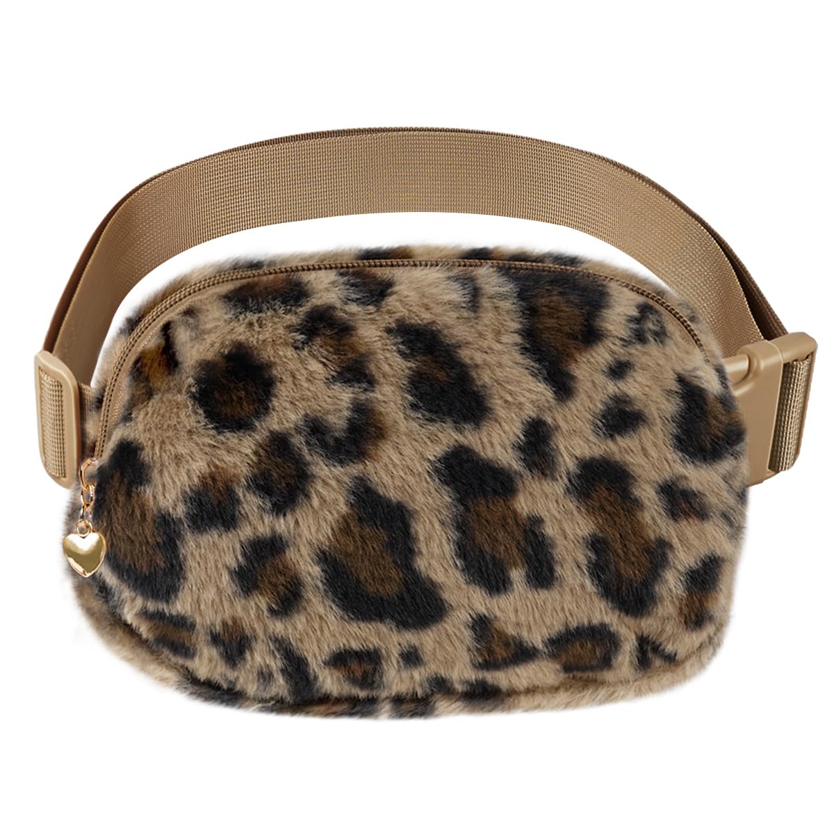 Fuzzy Belt Bag Waist Fanny Pack for Girls Cute Lovely Leopard Waist Packs Crossbody Bags for Women Trendy Teen Girl Kids Daughter Sister Her Preppy