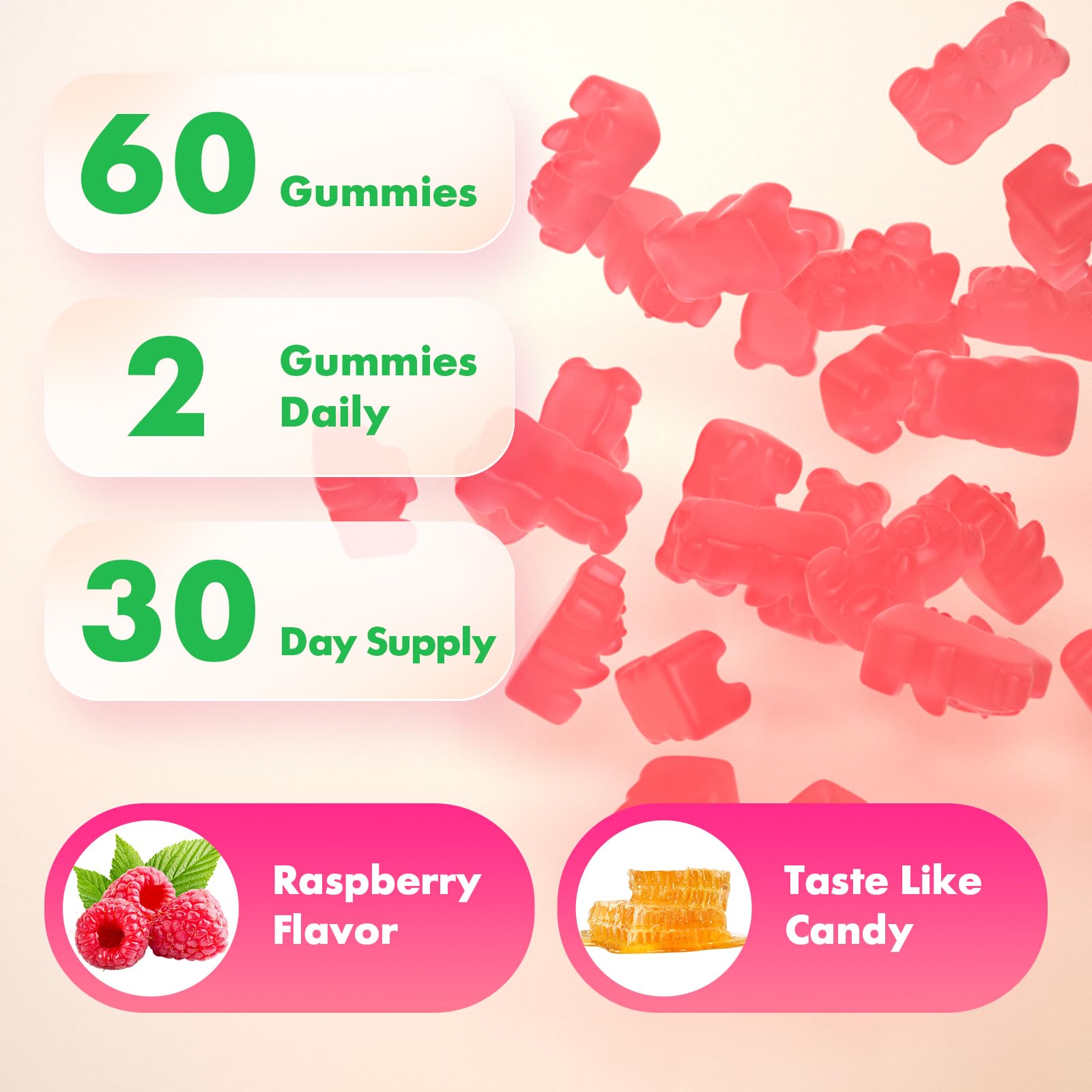L-Methylfolate Gummies, Methylfolate Supplement, 5-MTHF Supplement - Active 5-MTHF - Supports Overall Wellness, Vegan, Raspberry Flavor, 60 Count — Amazon image 6