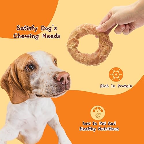 Vista 7 de Jungle Calling Tendones de carne para perros adultos, tendones envueltos en pollo, masticables para perros de larga duración, suplemento para cadera