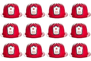 Windy City Novelties Red Plastic Fire Helmets - 12 Pack