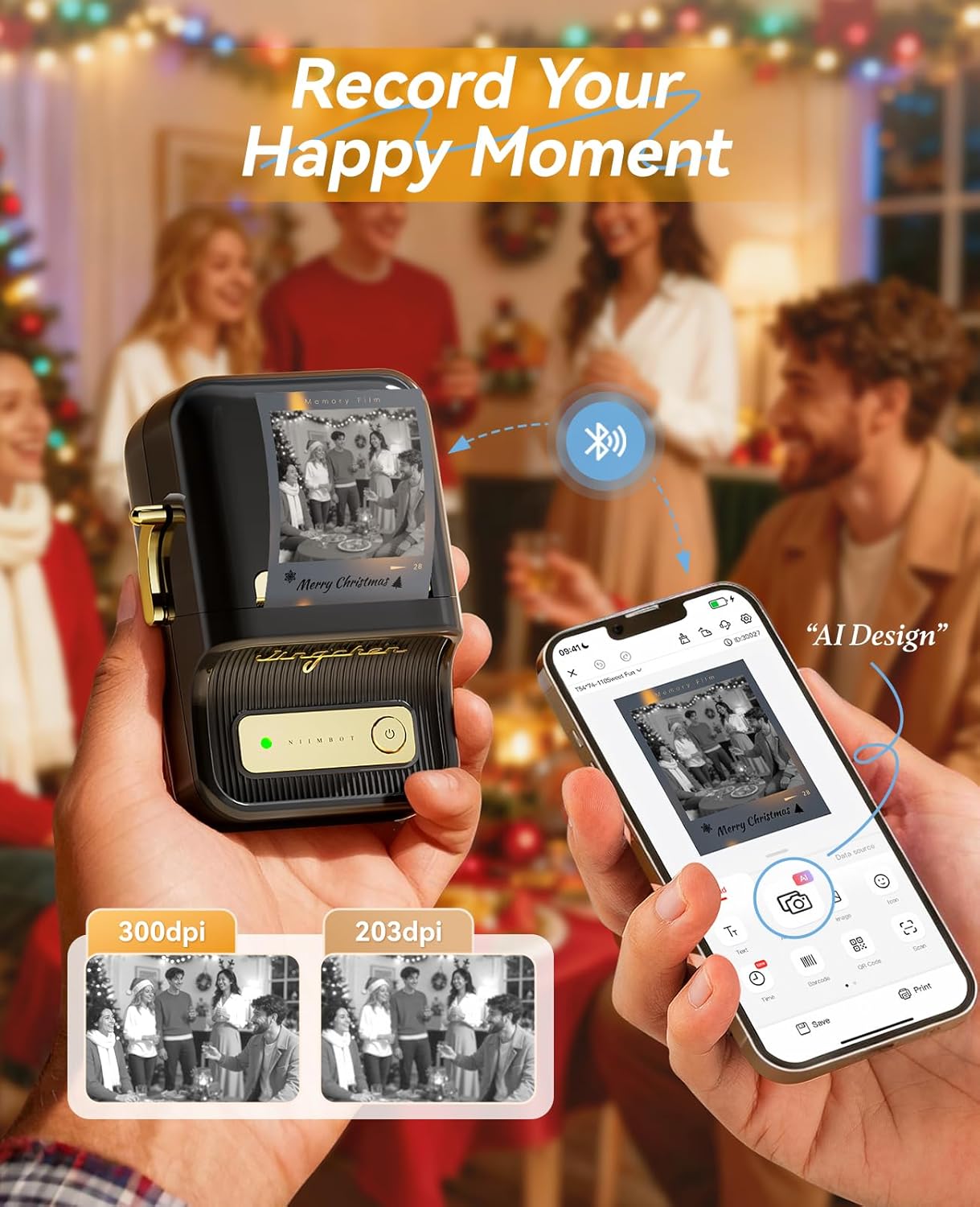 NIIMBOT B21 Pro Label Maker with Tapes, 300DPI HD Label Printer, Sticker Maker for Home Organization, Photo Print, Study Graphics, Scrapbook, Black - Image 3