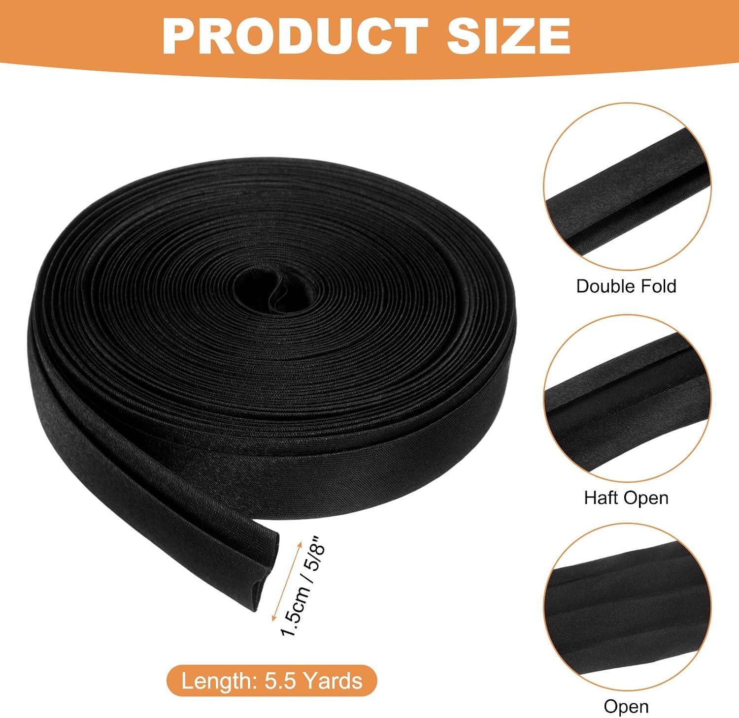 MECCANIXITY Double Fold Bias Tape for Sewing 5/8" x 5.5 Yards Binding Tape image 2
