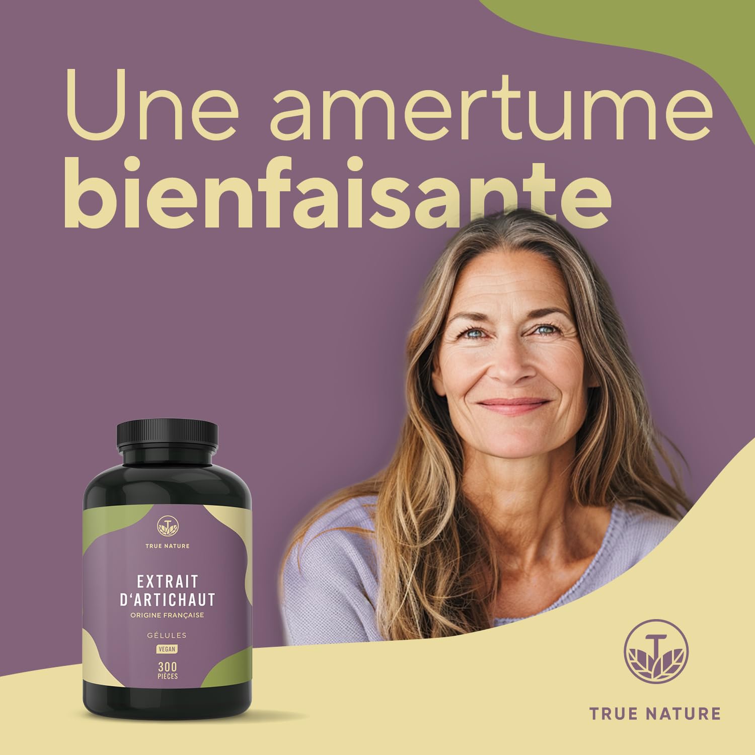Extrait d'Artichaut Français - 2.400mg avec 2,5% Cynarine - 300 Gélules (2,5 mois) - Confort Digestif, Foie & Détox - Vegan - Sans: Additifs, Lactose & Gluten - TRUE NATURE