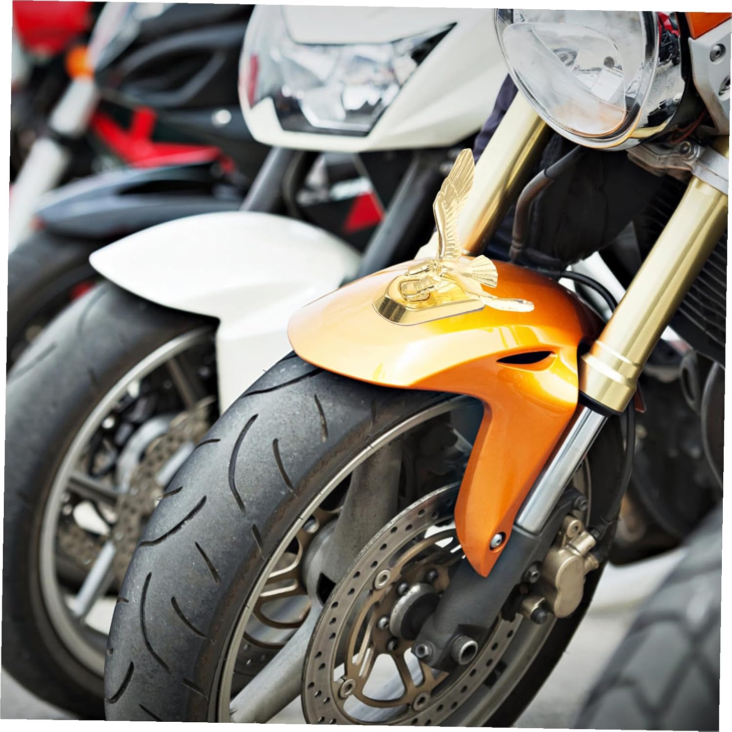 Universal Motorcycle Front Mudguard Decor, Golden Zinc Alloy Eagle Emblem, Motorbike Hood Ornament Vehicle Decoration Accessory