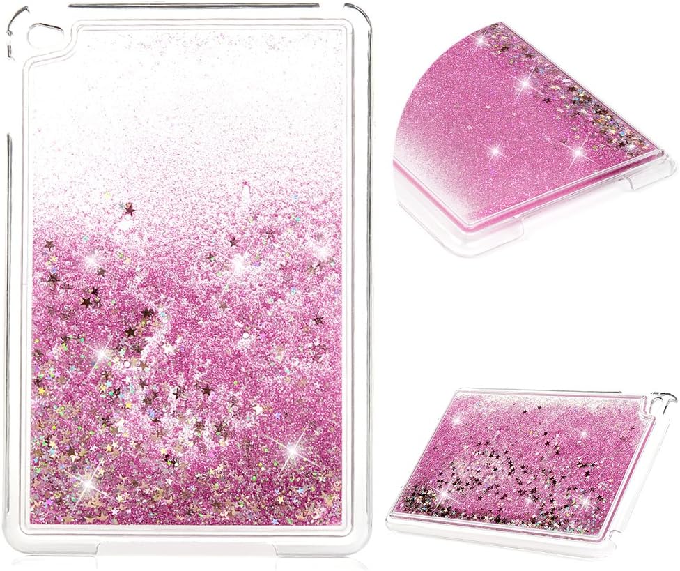 iPad Mini 4 Case, MOTIKO Rose Gold Transparent Clear 3D Fashion Creative Design Flowing Liquid Floating Bling Quicksand Sparkle TPU Bumper Glitter Slim Fit Cover Case for iPad Mini 4