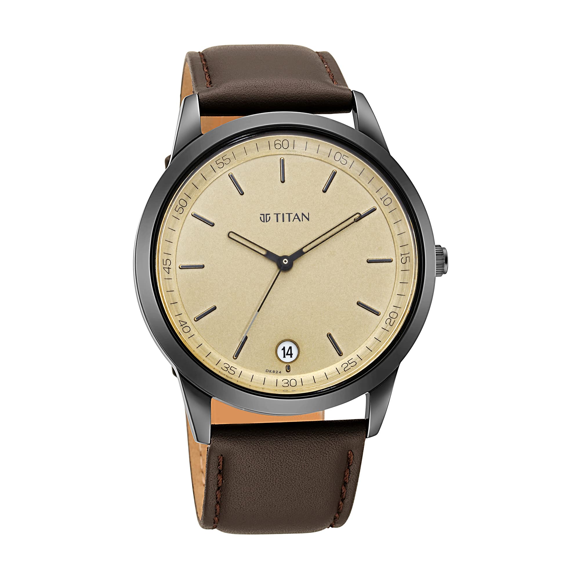 Titan Mens Timeless Style Analog Watch: Refined Gold Dial and Leather Strap-NP1806NL02 (B091Q5KDPK) Amazon Price History, Amazon Price Tracker