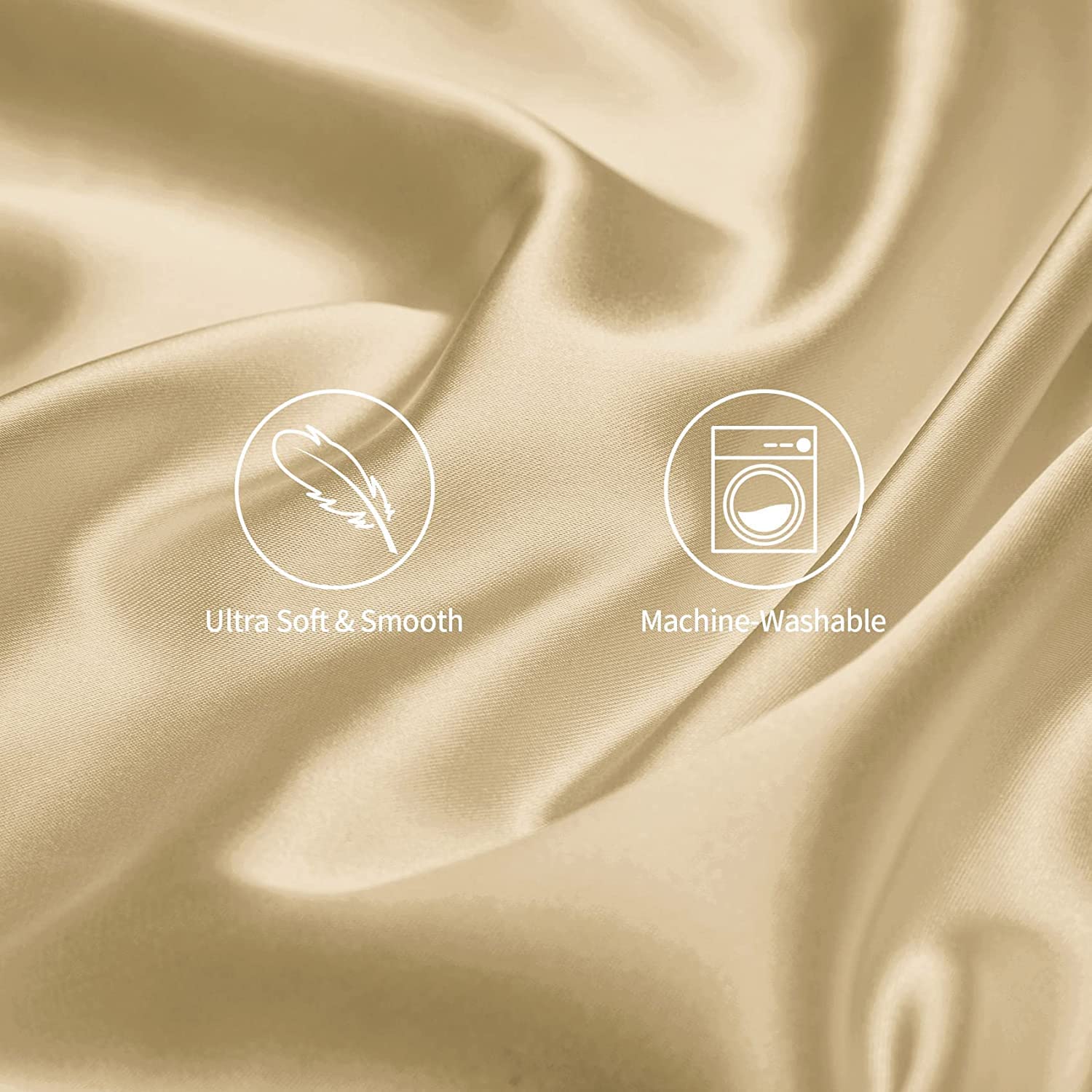 Coppia di fodere per cuscino in raso di seta di gelso per capelli e pelle, morbide e lisce, misura standard 50 x 75 cm, confezione da 2 (Oro Champagne)