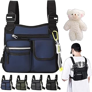 Syeefula Adjustable Zipper Multi-Functional Tactical Chest Bag, Waterproof Vest Bag for Sports Hiking Camping Fitness Travel