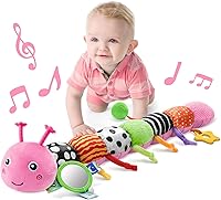 Vista 10 de LIGHTDESIRE Juguetes musicales para bebés de oruga, juguete de animal de peluche para bebé con crujido y sonajeros, juguetes sensoriales suaves
