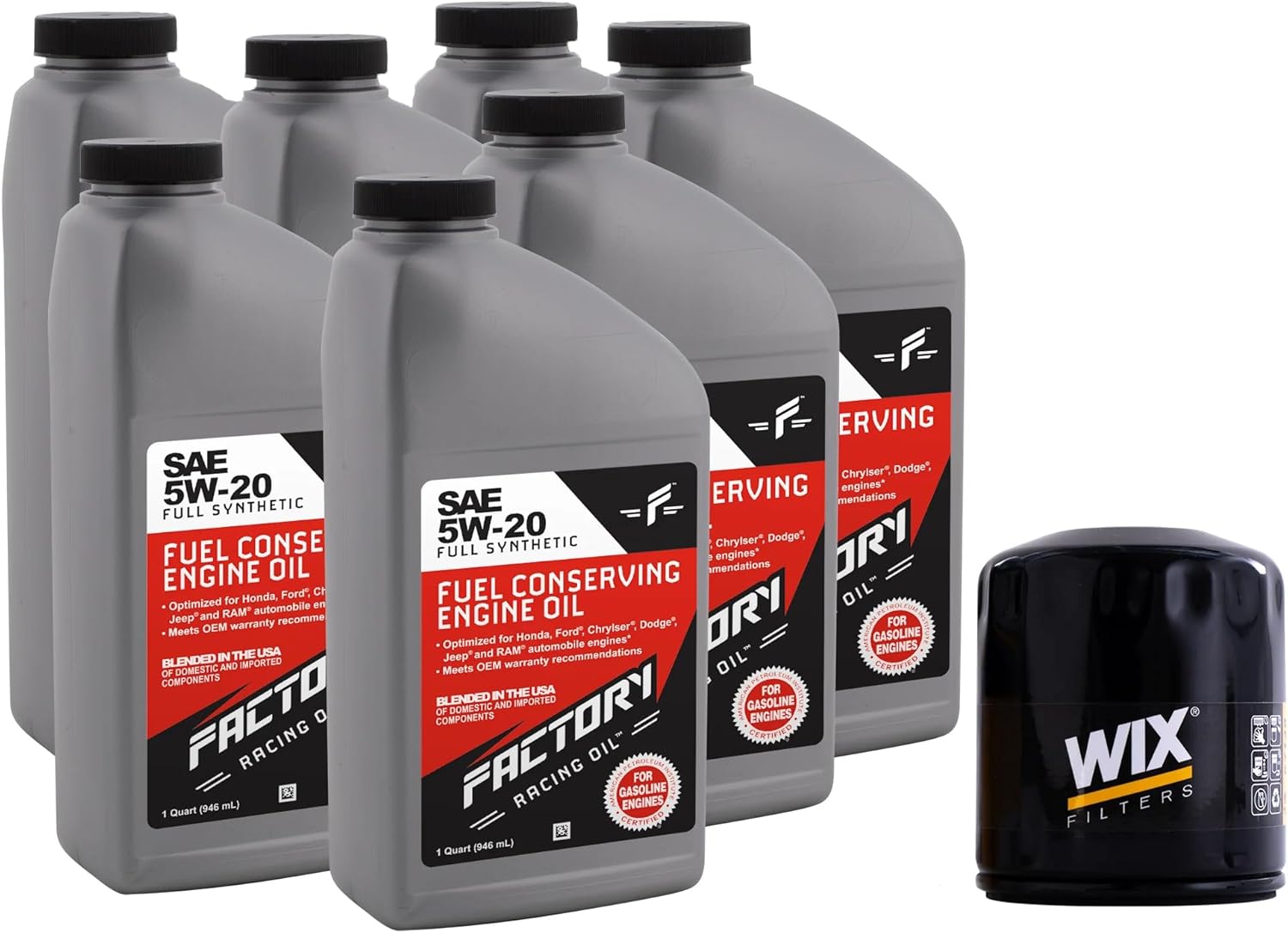 Factory Racing Parts Basic Oil Change Kit Compatible with Dodge 5.7L Charger 2006-2007, Magnum 2005-2007, Ram 1500 2500 2003-2007 5W-20 Oil - 7 Quarts