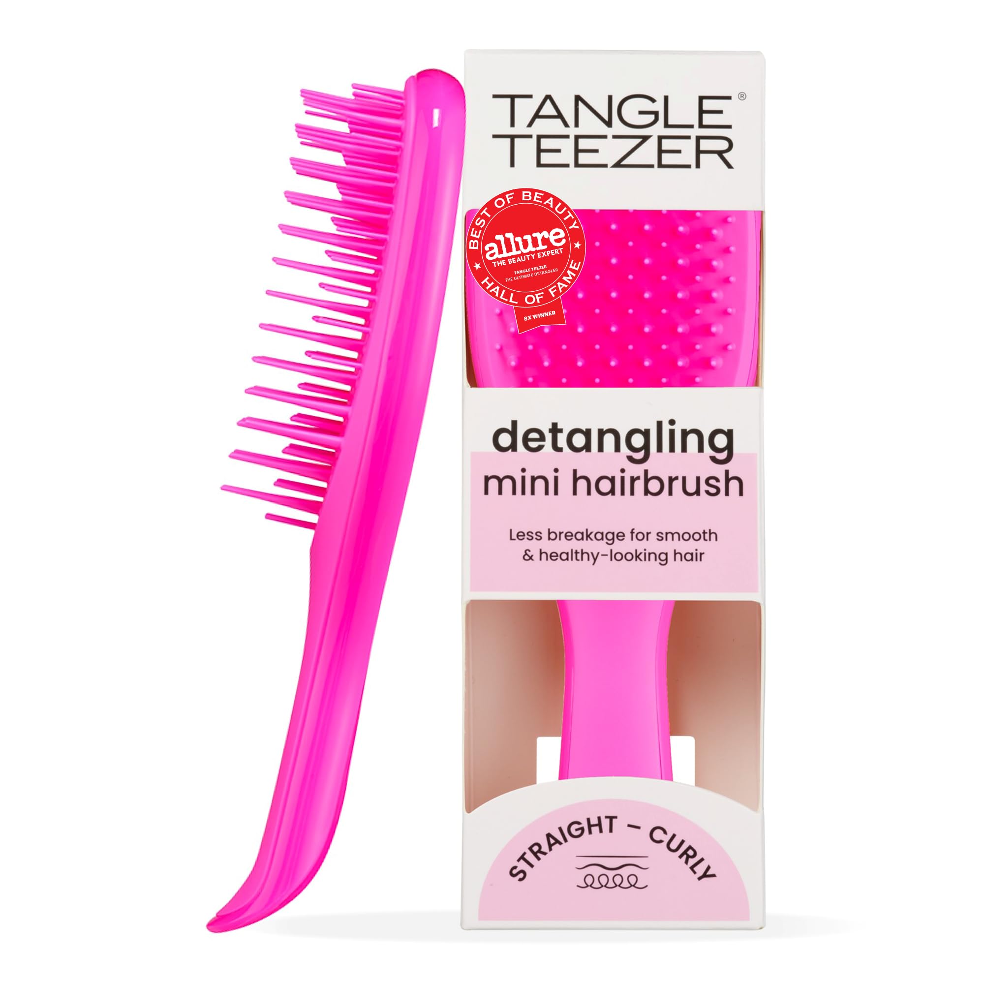 Tangle Teezer Mini The Ultimate szczotka do rozczesywania włosów, delikatna dla mokrych włosów, dwupoziomowe zęby i wygodny uchwyt, idealna dla dzieci i podróży, zmniejsza węzły i łamanie, pas
