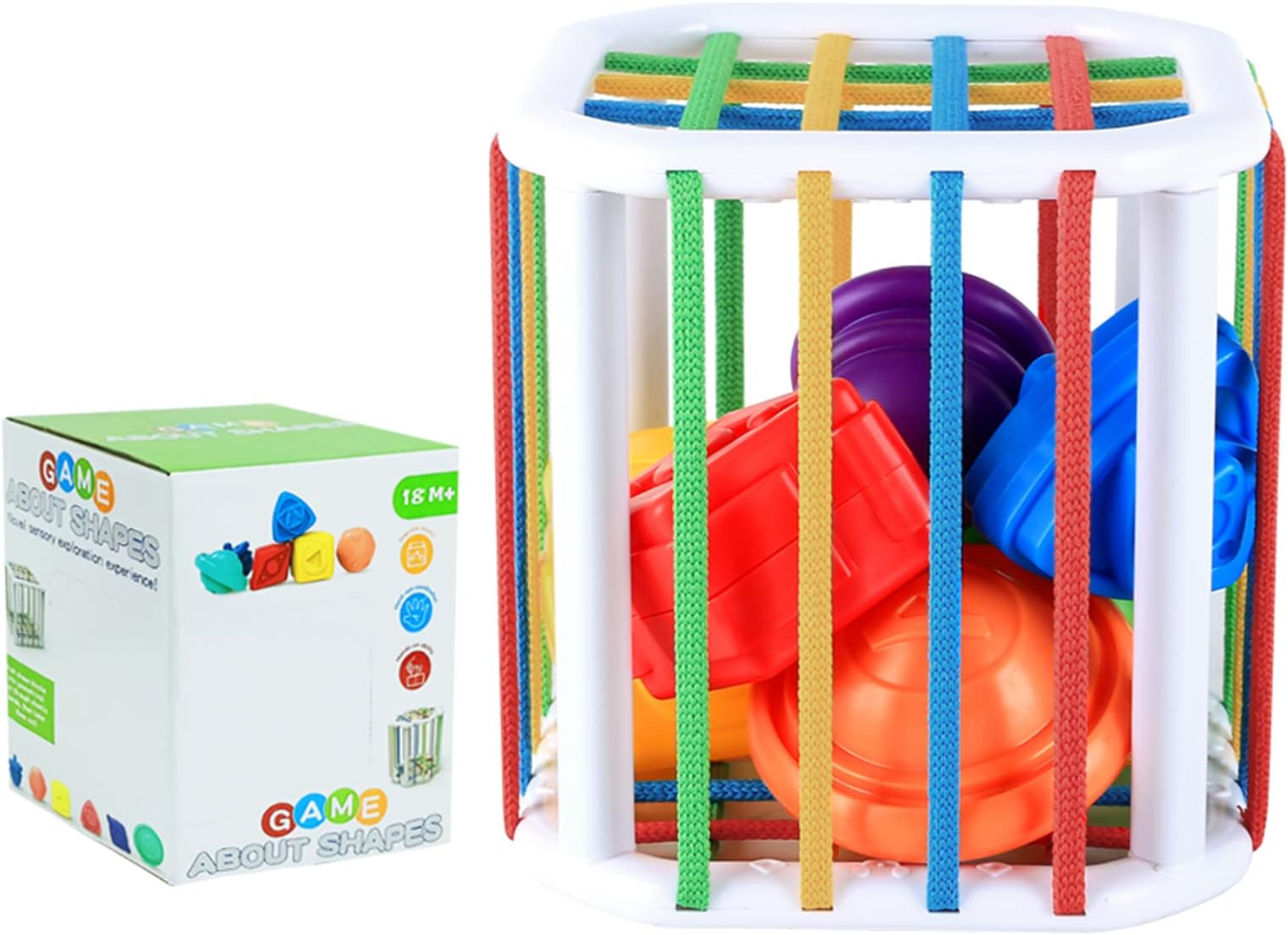 Baby Shape Sorter Toys for 6-12 Months Gifts, Montessori Toy Colorful Cube with 6 Pcs of accessories, Fine Motor Skills Developmental Toys Gifts for Toddlers 1-3 Year Old Boys Girls