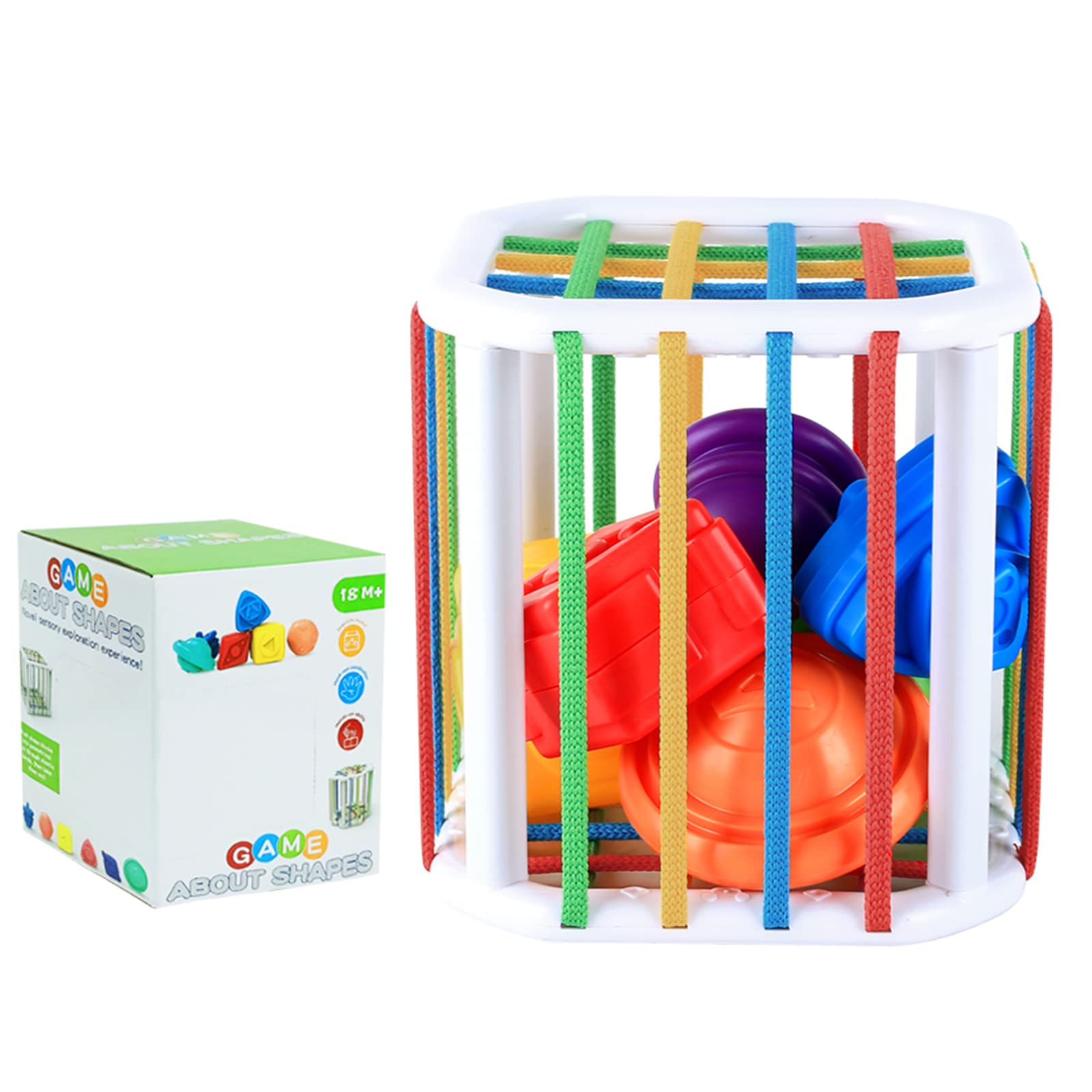 Baby Shape Sorter Toys for 6-12 Months Gifts, Montessori Toy Colorful Cube with 6 Pcs of accessories, Fine Motor Skills Developmental Toys Gifts for Toddlers 1-3 Year Old Boys Girls