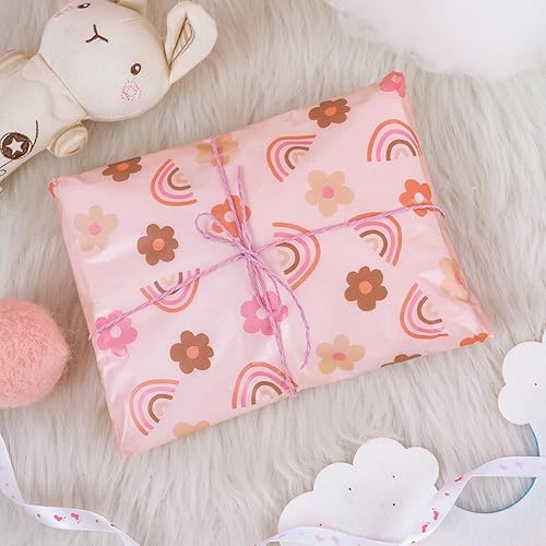 Miniatura 5 de RUSPEPA Papel de seda para envolver, papel de seda con diseño de arcoíris a granel para envoltura de regalo, baby shower, manualidades artísticas,