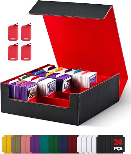 Miniatura 8 de Caja de almacenamiento de tarjetas UAONO para cartas de intercambio, estuche de cubierta de cartas de comandante de más de 1800 de cuero PU, soporte