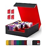 UAONO Card Storage Box for Trading Cards, 2400+ MTG Commander Deck Box With 24pcs Colorful Divider, Card Case Fits for Magic TCG PTCG Game Cards (Black&Red)