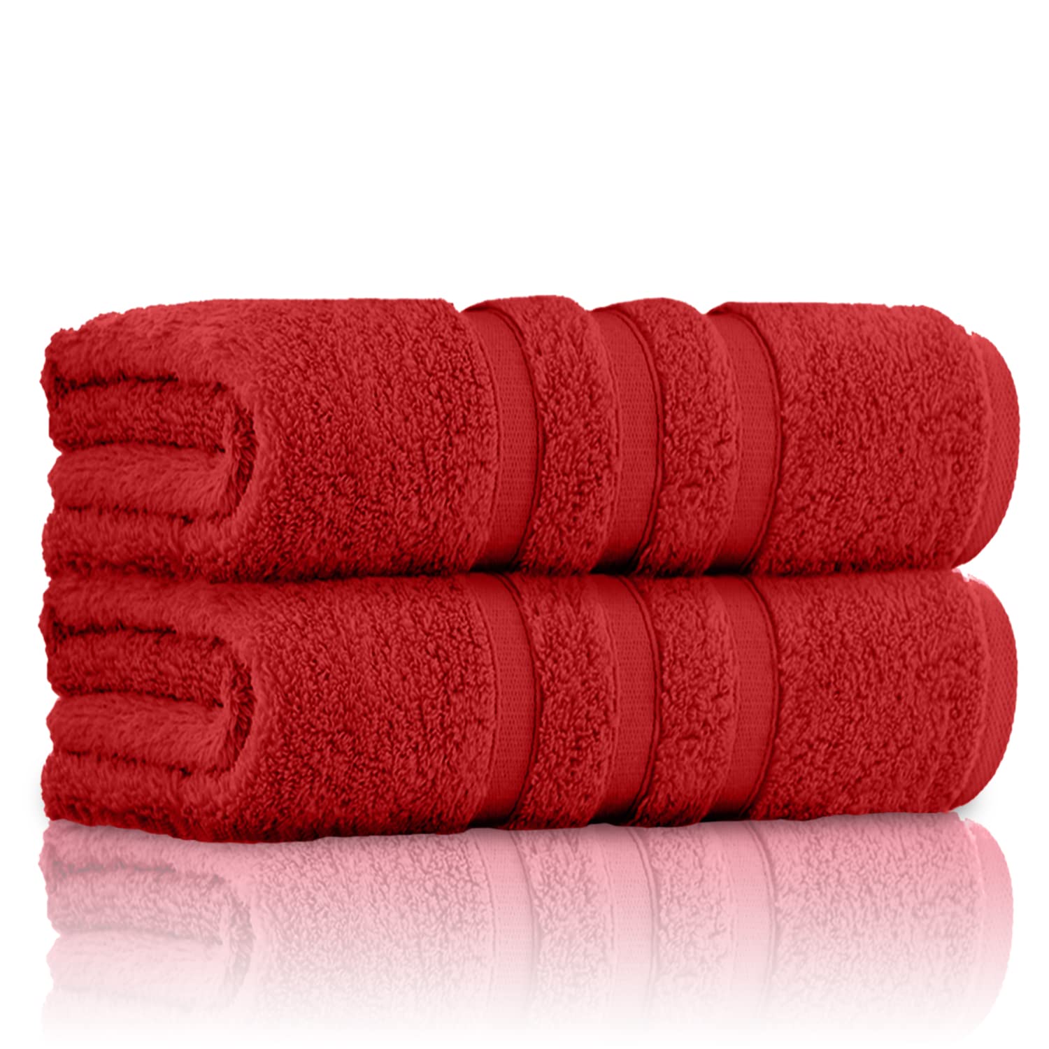GC GAVENO CAVAILIA 100% Ringspun Cotton Bath Towels, Luxury 550 GSM Zero Twist Towel Sheets, Red, 70x120 Bath Towel