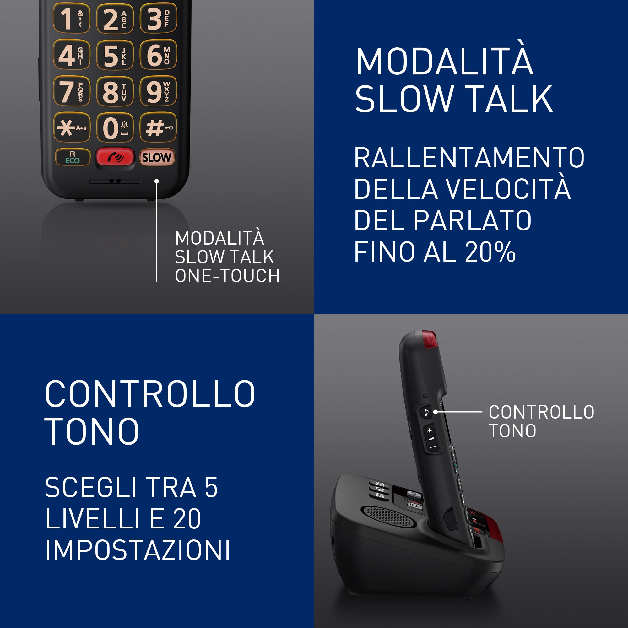 Panasonic KX-TGM420EXB Telefono Cordless Digitale con Segreteria Telefonica Digitale, Unità Base e Ricevitore Singolo, Volume Alto, Modalità Conversazione Lenta, Compatibile con Apparecchi Acustici
