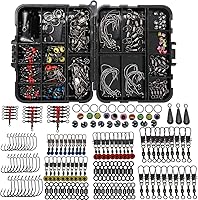 Vista 1 de Kit de accesorios de pesca con ganchos, fundición de bajo, plomos, giratorios, broches de presión, diapositivas de plomo, cuentas de línea, juego