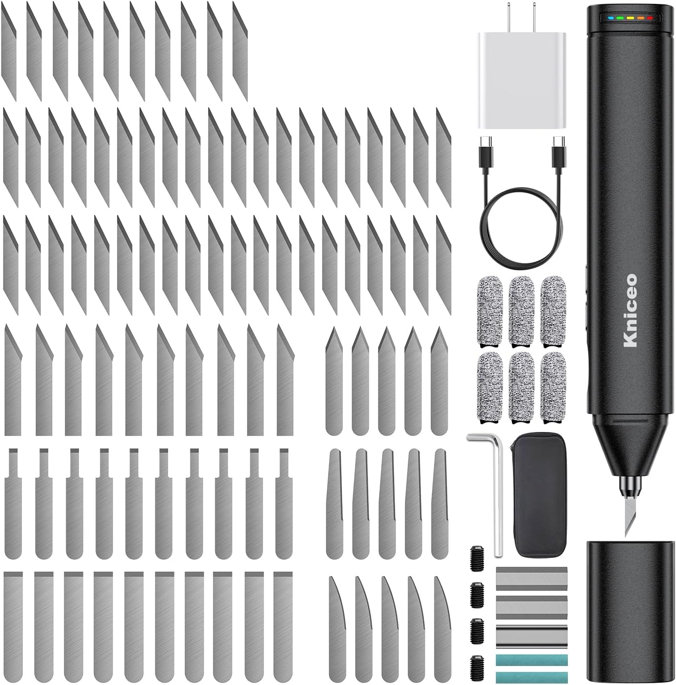Ultrasonic Knife Lite1(No batteries, unable to charge),40W 2-in-1 Ultrasonic Cutter & Sander – Corded Power with 4 Type Blades + Polisher, 5-Speed for 3D Prints, Wood, Plastic | Perfect for Beginner & Pro Makers