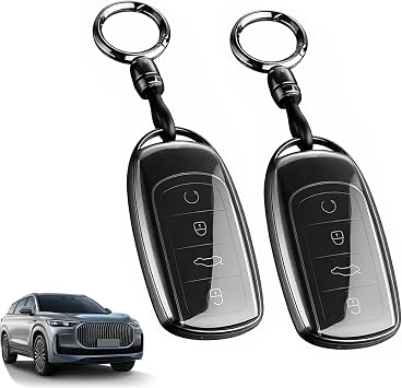 2 Pcs car key cover for Chery Jaecoo J7 J8 J9 Tiggo Tiggo 7 Pro Max 8 Pro Tiggo 8plus 5 Plus 7pro Omoda 5 C5, Transparent black Smart Key Protector