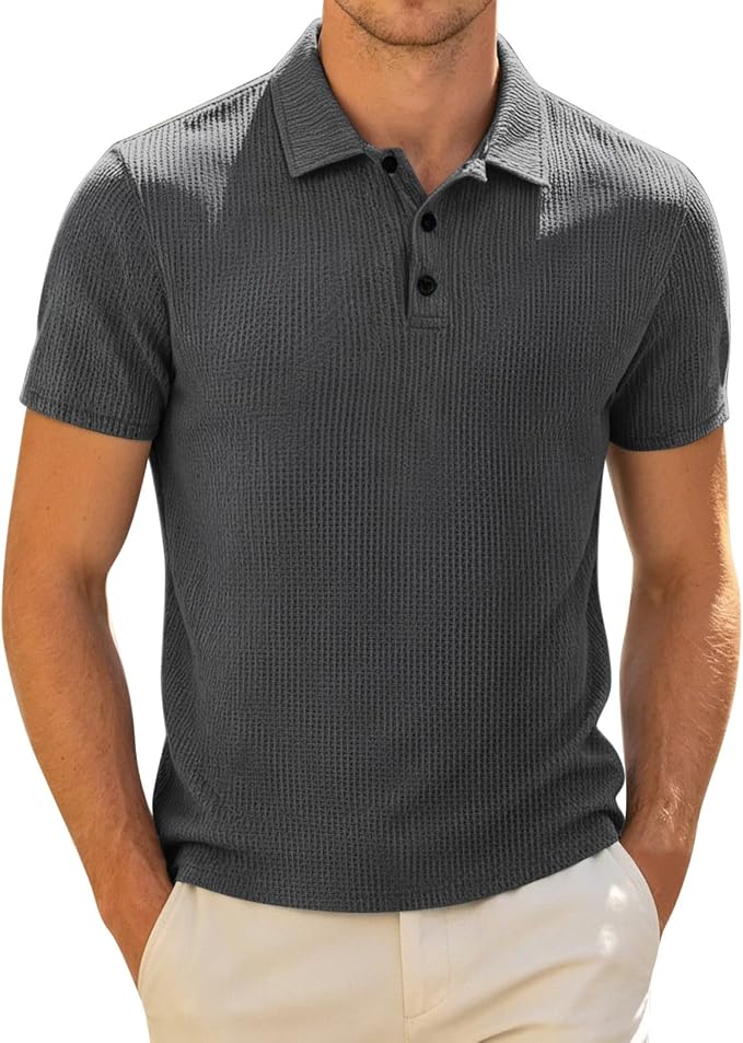 Generic Mens Breeze Polo Shirts Summer Casual Short Sleeve Textured Golf Shirts Stretchy Breathable Collared Golf Polos Tops fashion product photo