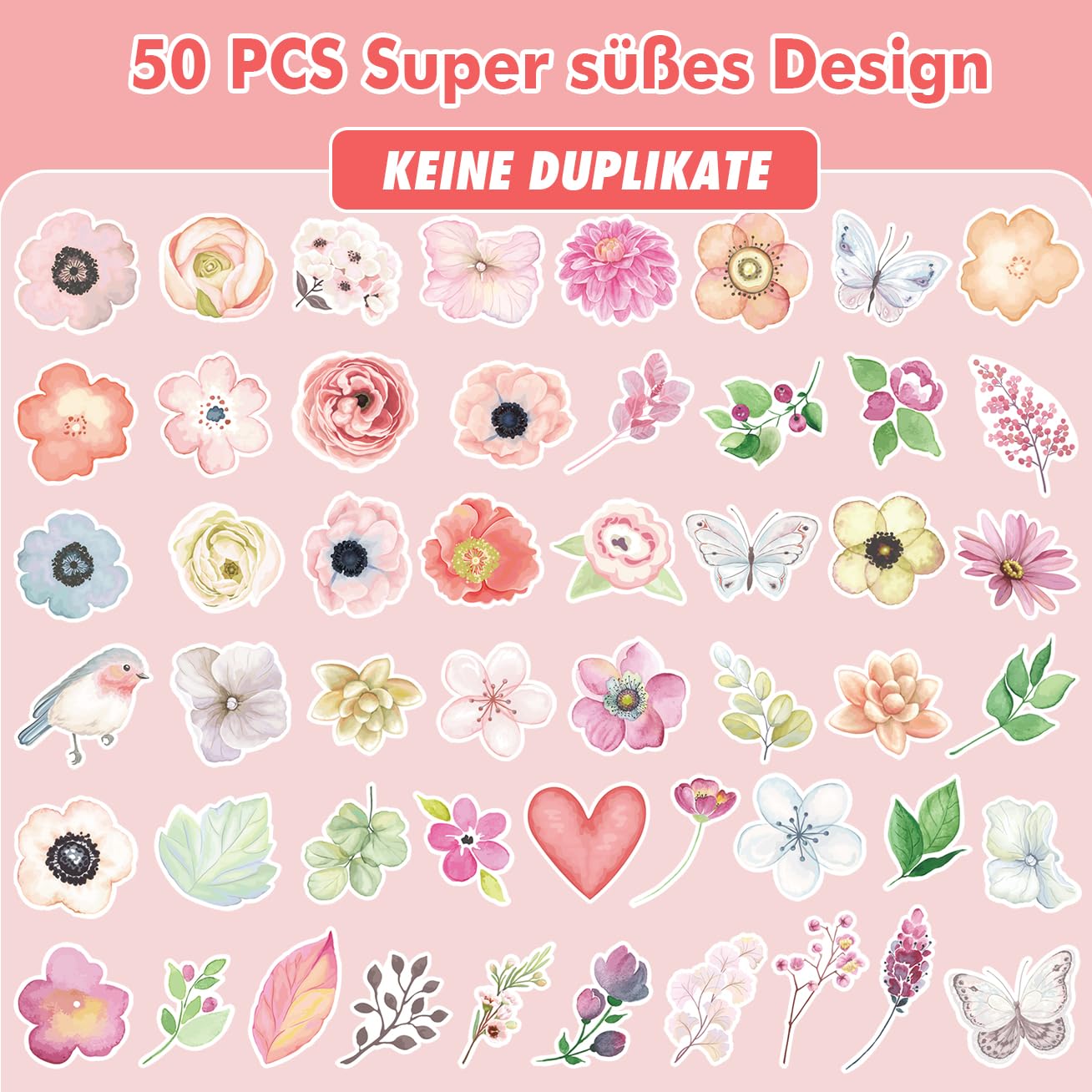 VSCO 120 stuks transparante decoratieve stickers, scrapbooking-stickers, bloemen, planten, natuurthema's, PET, vintage stickers voor laptop, bekers, bagage, fotoalbum, notitieboek, dagboek, wenskaart