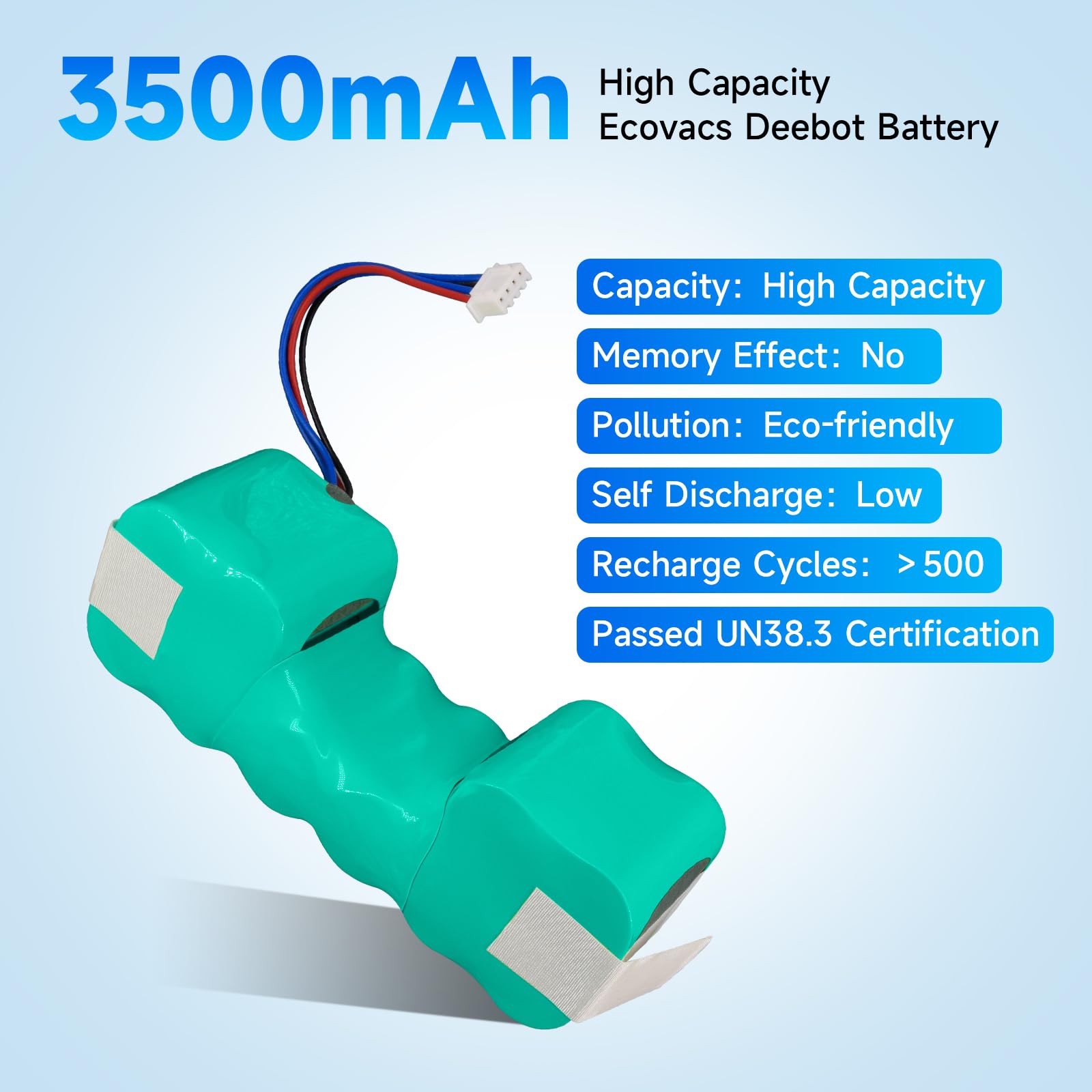 3500mAh Batterie pour iRobot Roomba Combo ZJ1517-HFR, 113, R113, R1138, R113840, R1118,RVF-Y1, ECOVACS Deebot Ozmo M88, 900, 901, 902, 600, 601, 610, Deebot DE5G, DD4G, DD35 DM88 Robot Aspirateur