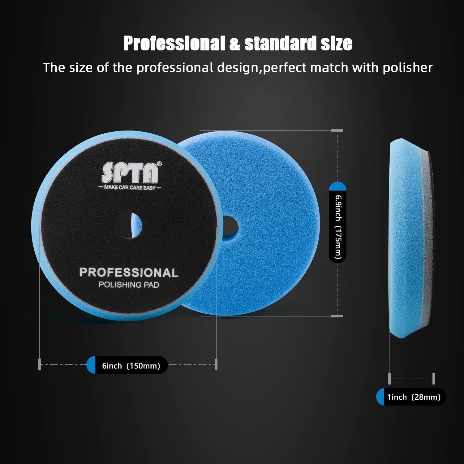 SPTA HD Polierpads, 15,2 cm, Exzenter-Pufferpads, Klett-Polierpads, Schaumstoff-Polierpad, 5 Körnungen von grob bis fein, für 15,2 cm DA Rotationspolierer, Compounding, Polieren und Wachsen