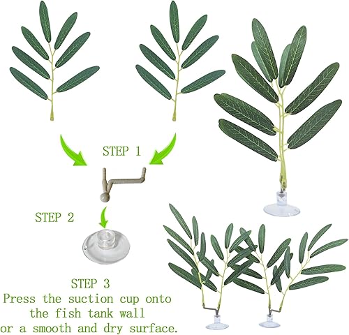 Fish Leaf Pad Suction Cup Tank Accessories Aquarium Décor Simulating Adjustable Plastic Green Plants Betta Natural Playing Spawning Breeding Resting Bed Multi Leaf Design