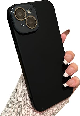 Caseative for iPhone 15 Case, Black | Solid Color Full Camera Lens Protection