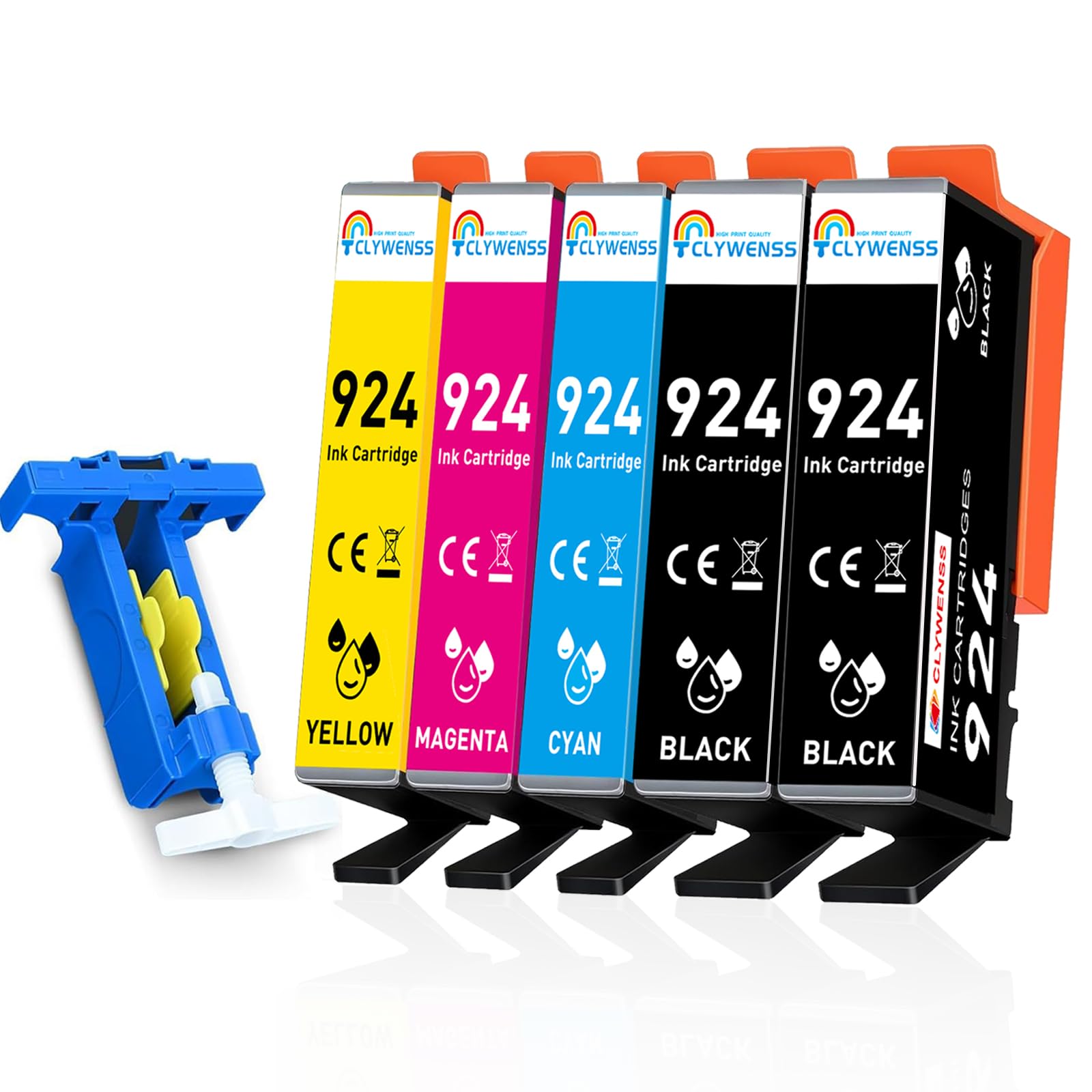 Cartuchos de tinta compatibles 924 para HP OfficeJet Pro 8120e 8122e 8132e 8124e 8125e 8130e 8134e 8135e 8138e 8139e (5 unidades, sin chip)