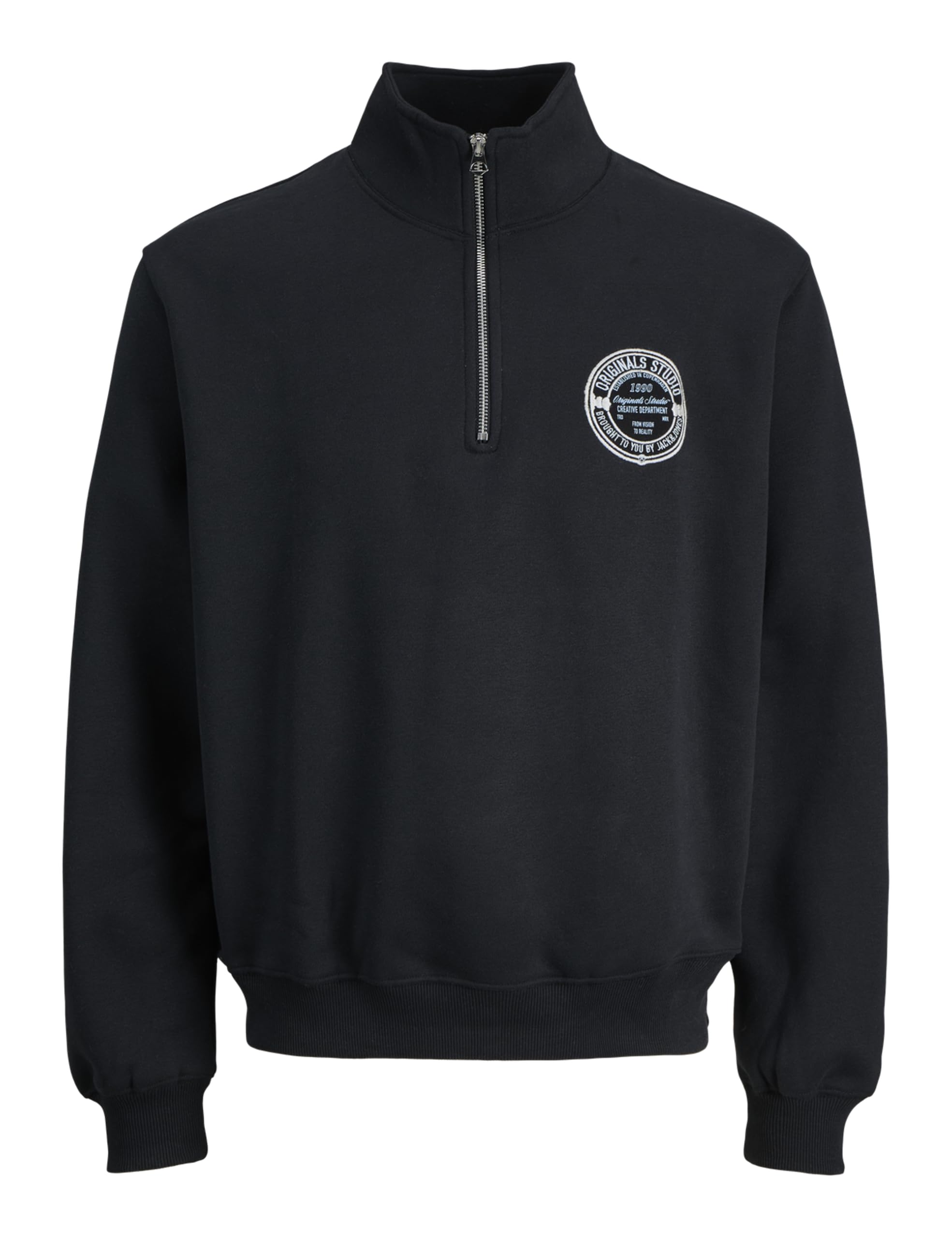 JACK & JONES Joryork Emblem Sweat High Neck, black, M