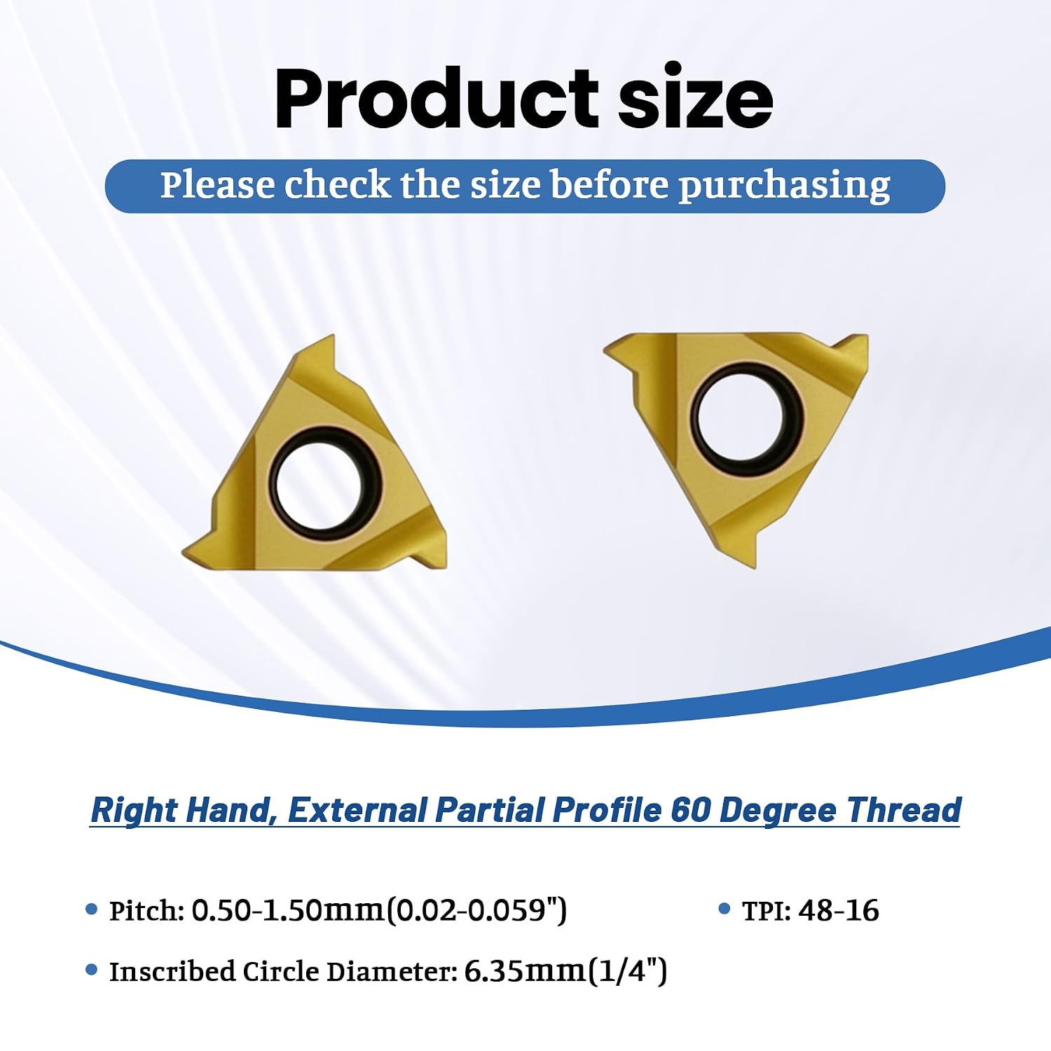 11ER A60 Lathe Threading Carbide Inserts, 60 Degree External Threading Turning Insert for Steel, Threading Insert Turning Tool Holder, 10Pcs