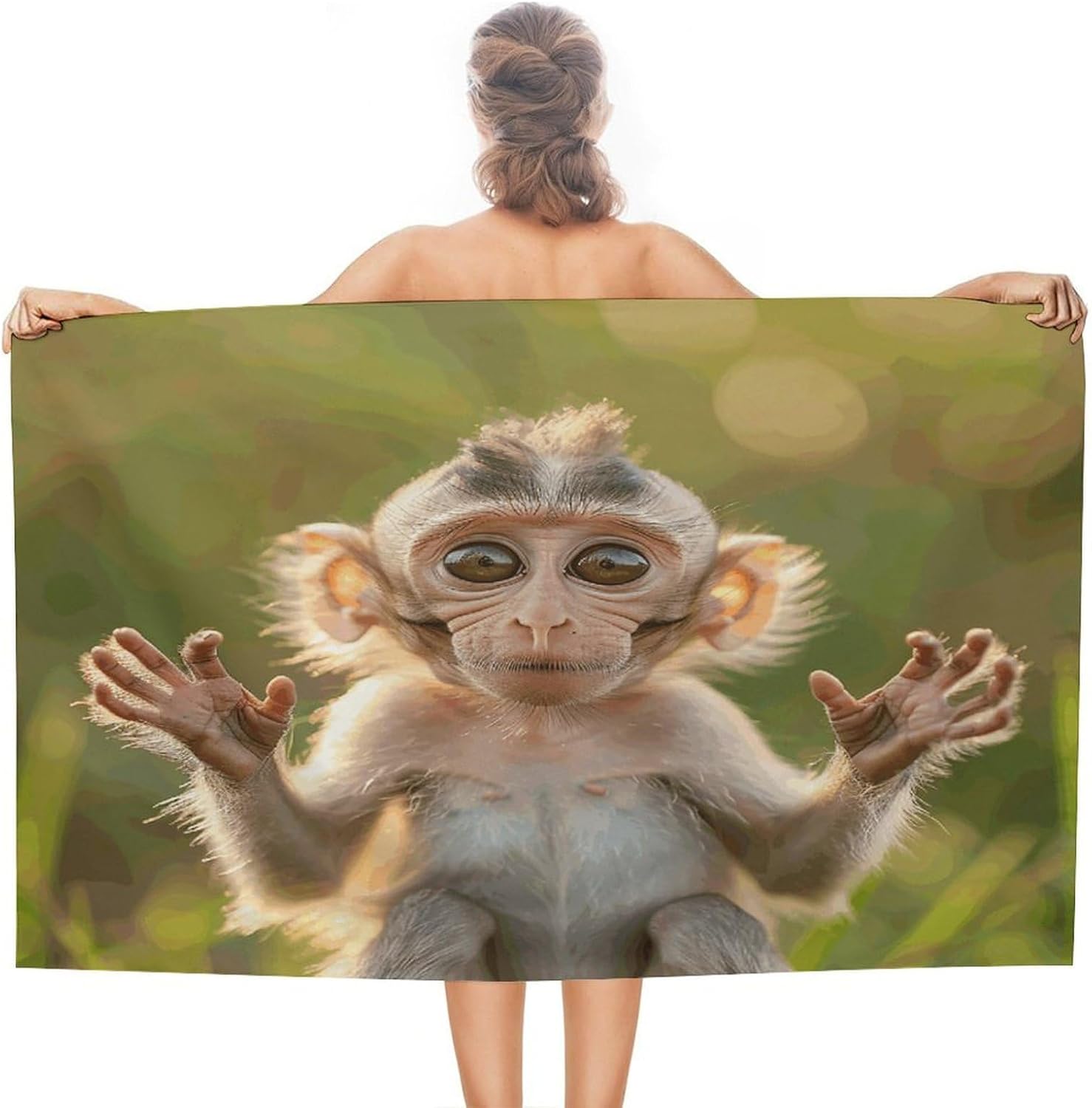 Swimming Towel, Monkey with Eyes Open Printed Fashion Towel,Portable Towel,Durable Towel