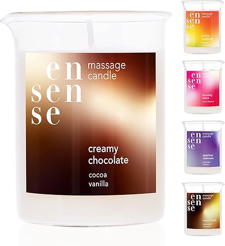 Vela de aceite de masaje, spa en casa, aromaterapia masaje corporal con aceite esencial de cacao y vainilla, relajación de la piel y soja