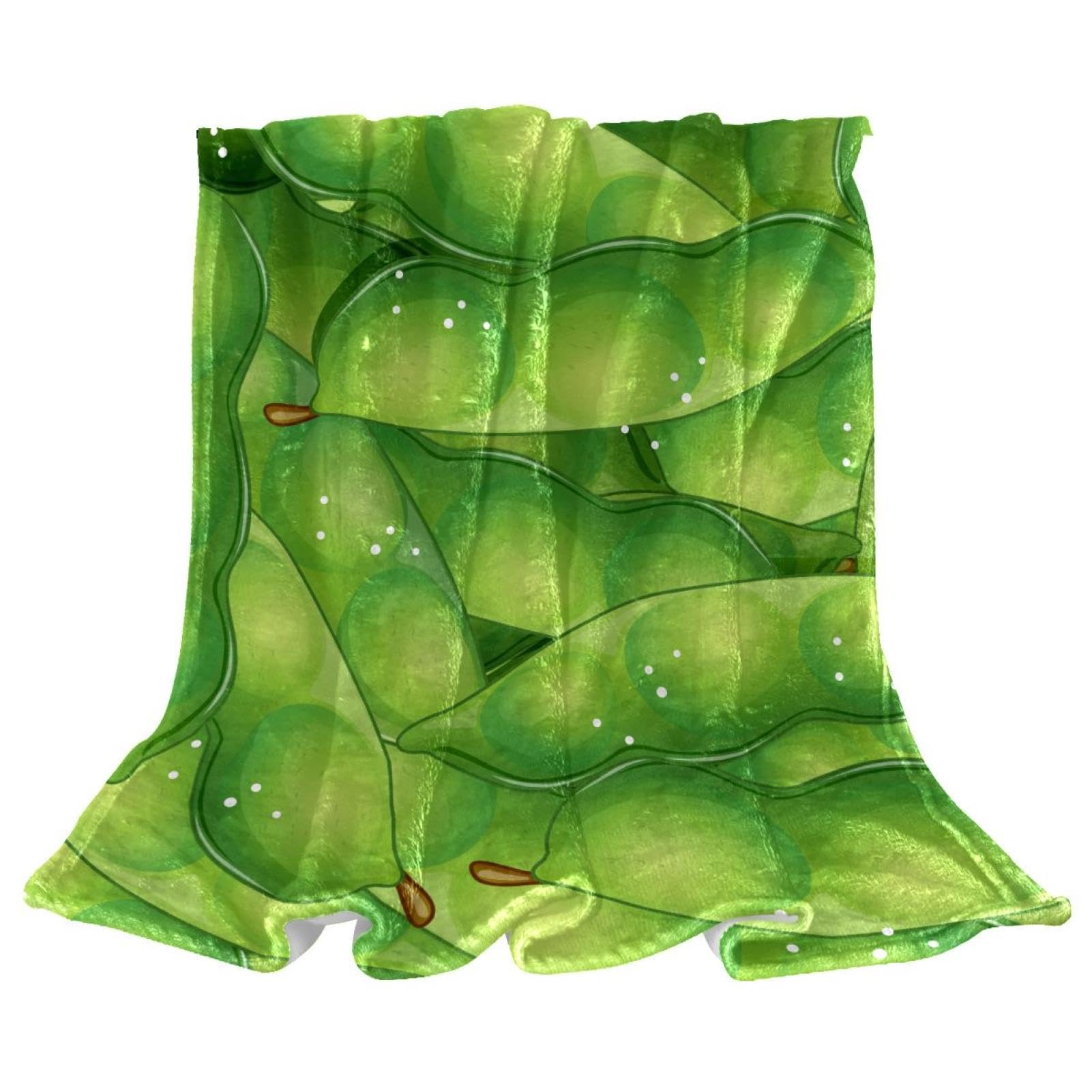 Couverture polaire pois vert, plaid chaud finitions soignées
