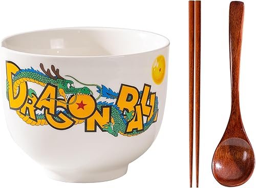 Juego de vajilla de cerámica de anime de dibujos animados, incluye cuenco de ramen de 16 onzas, palillos y cuchara de madera. Color 1