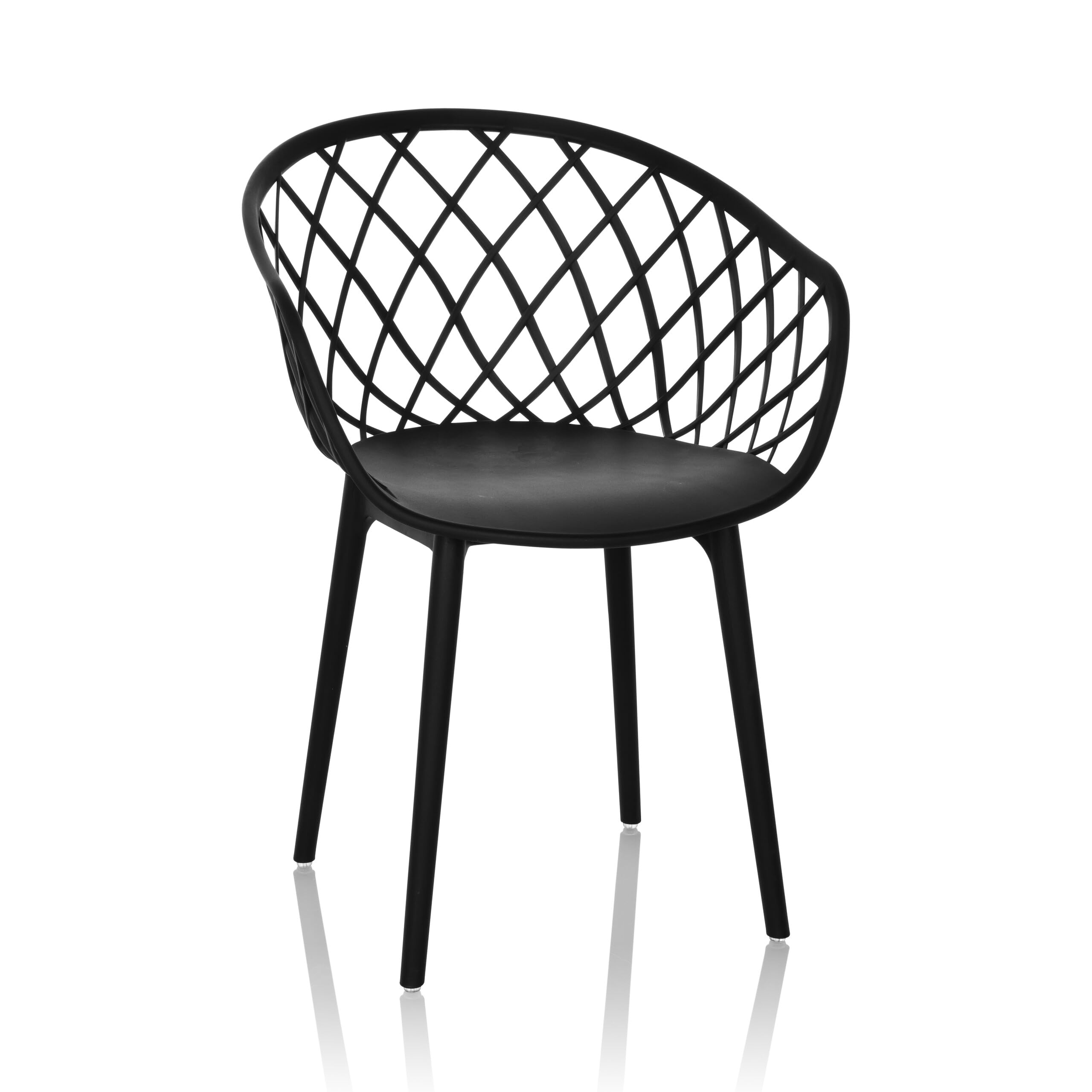 hjh OFFICE Silla de Concha Resistente a la Intemperie BEGIO B Silla de plástico para Interior y Exterior para jardín, terraza o Comedor, Negra