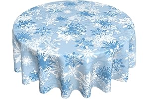 Christmas Snowflake Blue Round Tablecloth