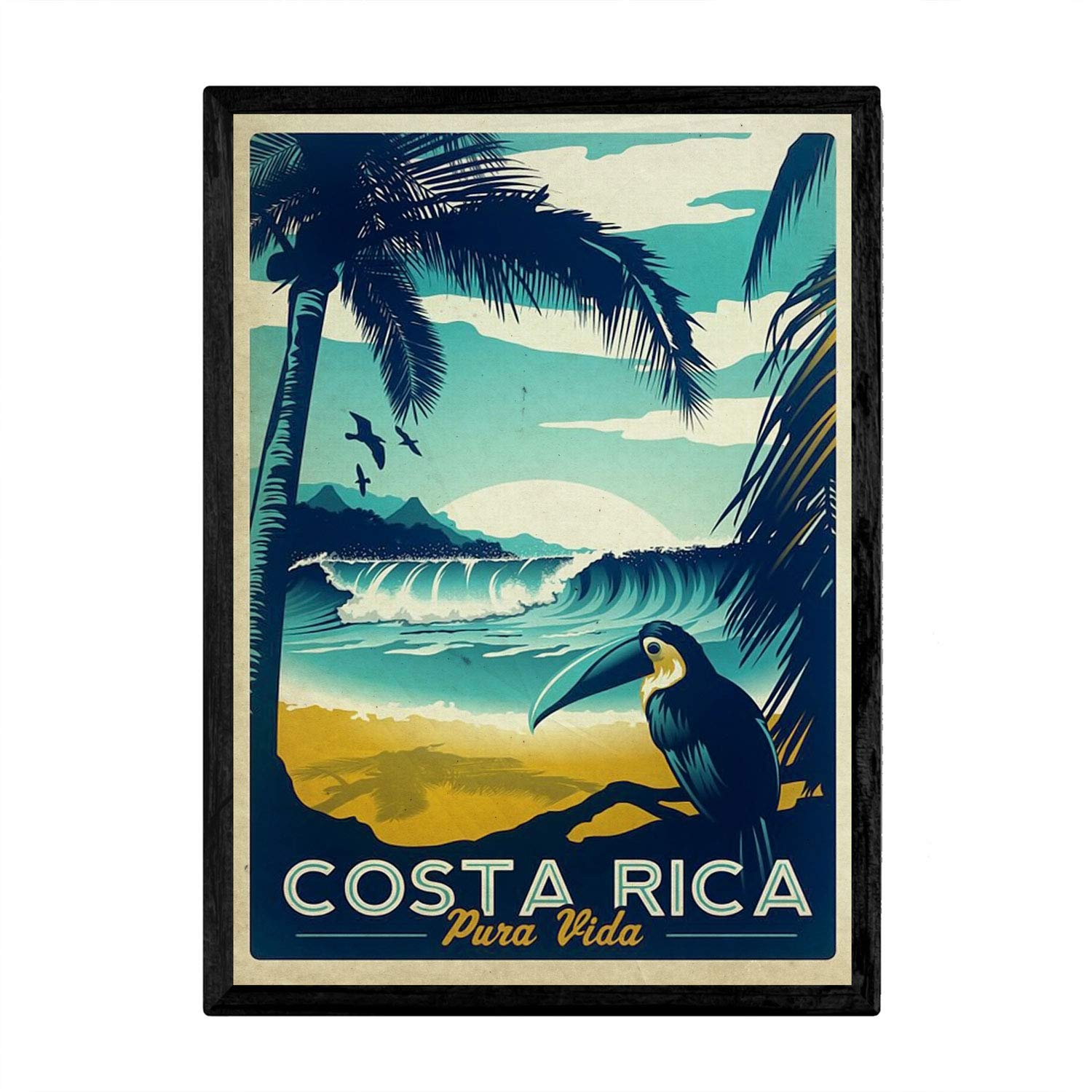 Nacnic Vintage Poster Costa Rica. Sheets for interior decorating with vintage and antique advertising images. Paintings retro decor. A3 size