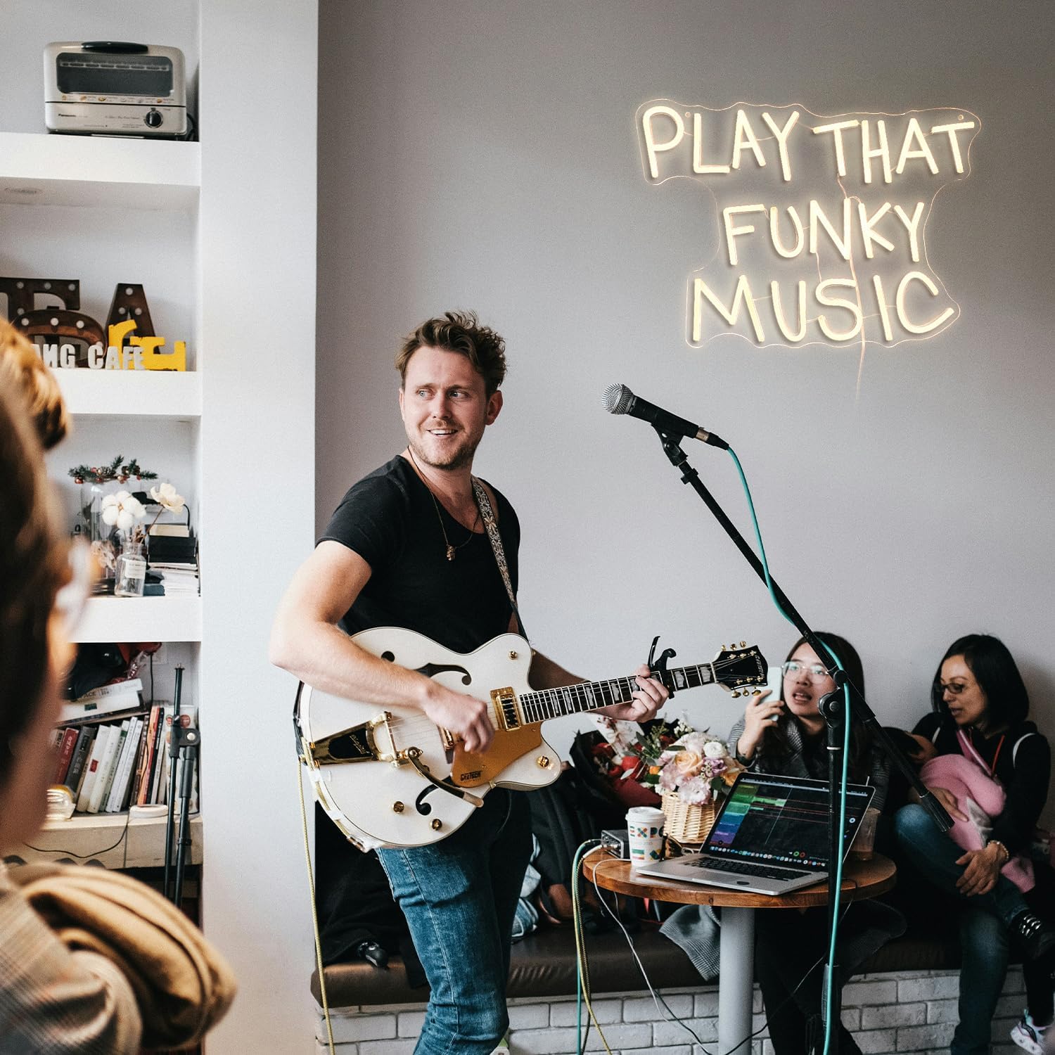 Play That Funky Music Neon Sign Dimmable Switch USB Powered Warm White Letters Neon Light Up Sign for Wall Decor Music Led Neon Light for Concert Karaoke Bar Club Record Store Party - Image 7