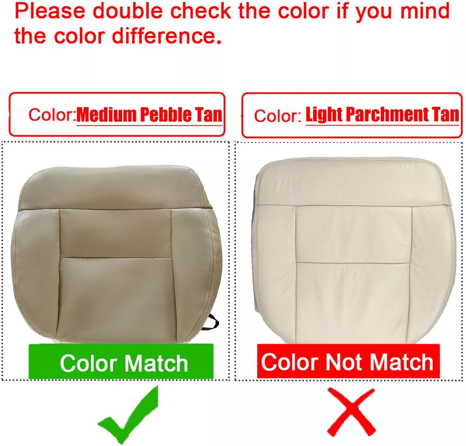 SecosAutoparts Driver & Passenger Side Bottom & Top Leather Seat Covers & Foam Cushion BeigeTan Compatible with Ford F-150 Lariat XL XLT STX 2005 2006 2007 2008