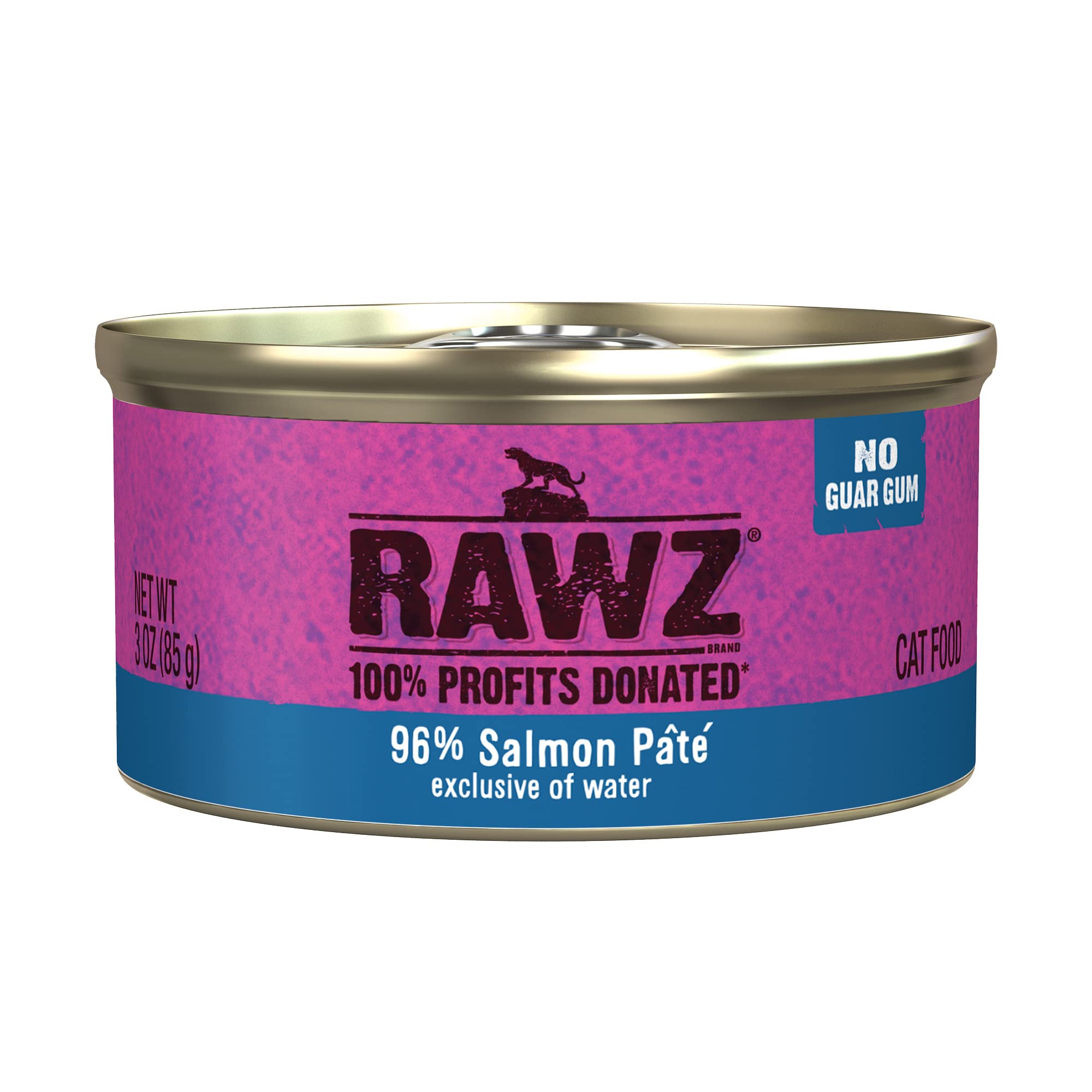 Rawz Natural Premium Pate Canned Cat Wet Food - Made with Real Meat Ingredients No BPA or Gums -3 oz Cans (Case Pack of 18) (Salmon)